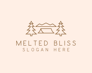 Minimal Pine Tree Campsite logo design