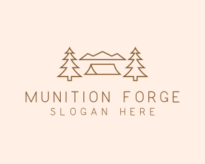 Minimal Pine Tree Campsite logo design