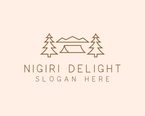 Minimal Pine Tree Campsite logo design