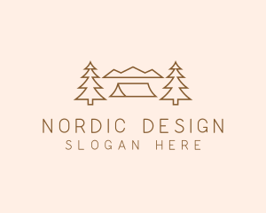 Minimal Pine Tree Campsite logo design