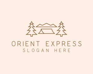 Minimal Pine Tree Campsite logo design