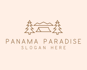 Minimal Pine Tree Campsite logo design