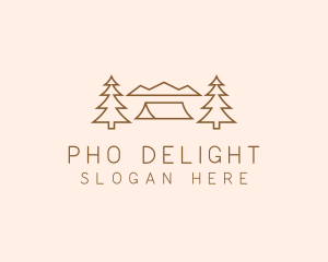 Minimal Pine Tree Campsite logo design