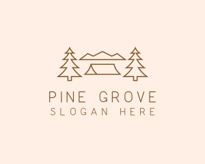 Minimal Pine Tree Campsite logo design