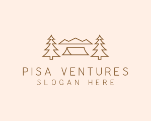 Minimal Pine Tree Campsite logo design