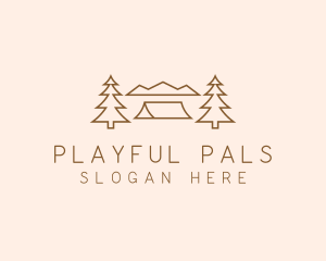 Minimal Pine Tree Campsite logo design