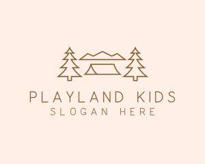 Minimal Pine Tree Campsite logo design