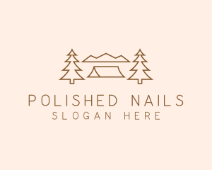 Minimal Pine Tree Campsite logo design