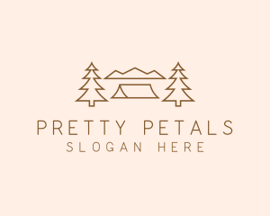 Minimal Pine Tree Campsite logo design