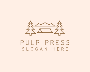 Minimal Pine Tree Campsite logo design