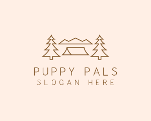 Minimal Pine Tree Campsite logo design