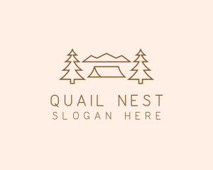 Minimal Pine Tree Campsite logo design