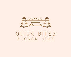 Minimal Pine Tree Campsite logo design