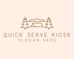 Minimal Pine Tree Campsite logo design