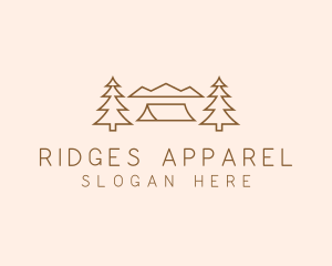 Minimal Pine Tree Campsite logo design