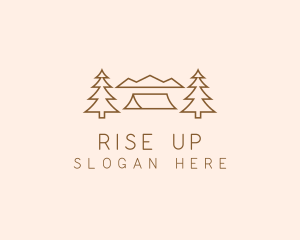 Minimal Pine Tree Campsite logo design