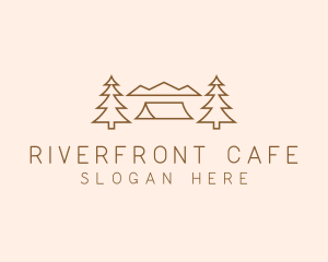 Minimal Pine Tree Campsite logo design