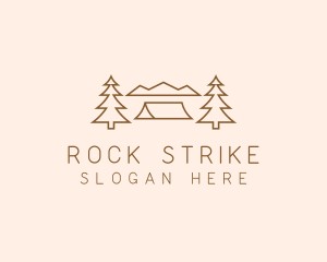 Minimal Pine Tree Campsite logo design