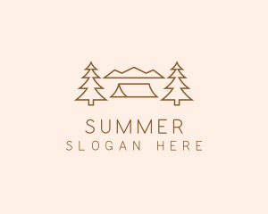 Minimal Pine Tree Campsite logo design