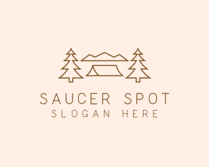 Minimal Pine Tree Campsite logo design