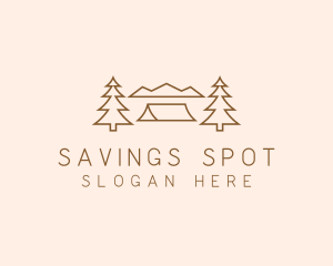 Minimal Pine Tree Campsite logo design