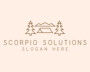 Minimal Pine Tree Campsite logo design