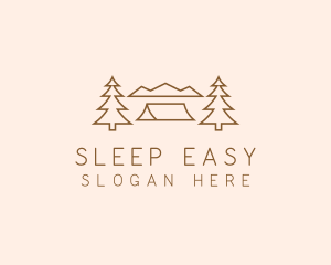 Minimal Pine Tree Campsite logo design