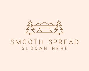 Minimal Pine Tree Campsite logo design