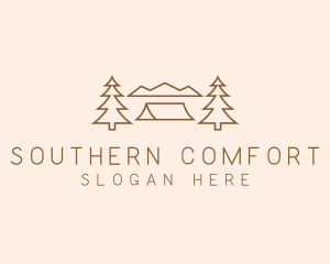 Minimal Pine Tree Campsite logo design