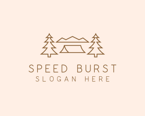 Minimal Pine Tree Campsite logo design