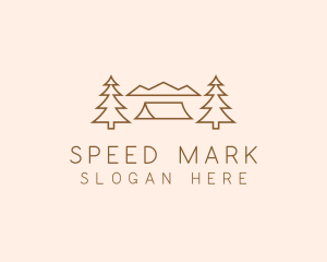 Minimal Pine Tree Campsite logo design