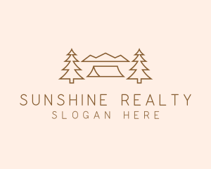 Minimal Pine Tree Campsite logo design