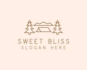 Minimal Pine Tree Campsite logo design