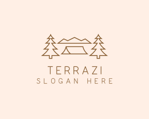 Minimal Pine Tree Campsite logo design