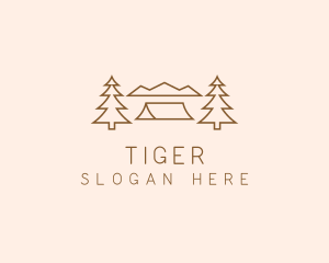 Minimal Pine Tree Campsite logo design