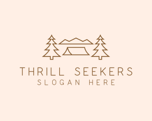 Minimal Pine Tree Campsite logo design