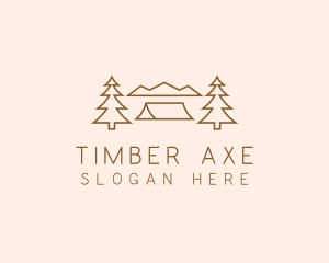 Minimal Pine Tree Campsite logo design