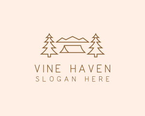 Minimal Pine Tree Campsite logo design