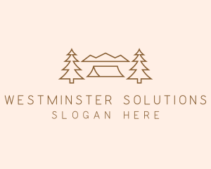 Minimal Pine Tree Campsite logo design