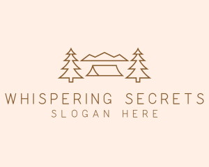 Minimal Pine Tree Campsite logo design