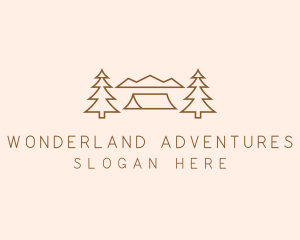 Minimal Pine Tree Campsite logo design