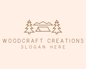 Minimal Pine Tree Campsite logo design