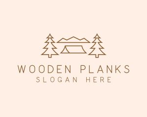 Minimal Pine Tree Campsite logo design