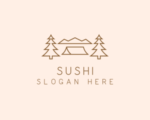 Minimal Pine Tree Campsite logo design