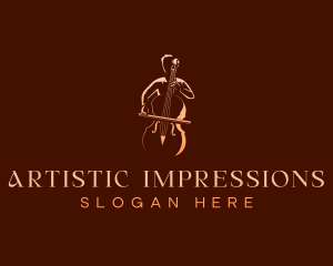 Cello Musician Orchestra logo design