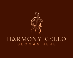 Cello Musician Orchestra logo design