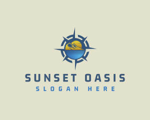 Mountain Sunset Compass logo design