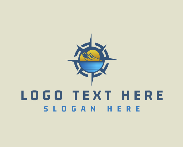 Nautical - Mountain Sunset Compass logo design