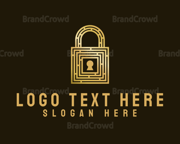 Gold Maze Padlock Logo