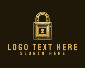Secure - Gold Maze Padlock logo design